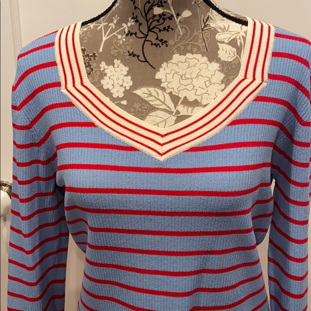 Sweet Red White & Blue Sweater Top - Picture 2 of 5